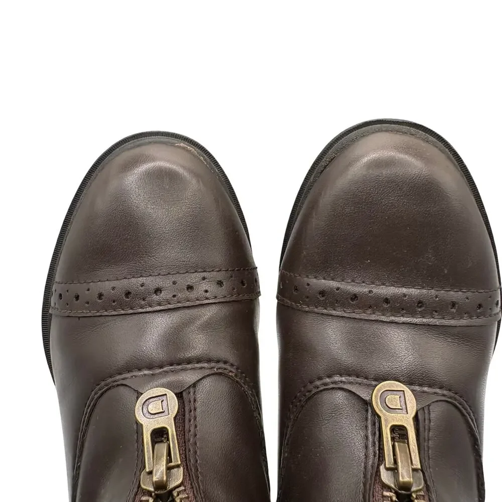 Dublin Altitude Brown Leather Ankle Boots Size 13 Zip Closure Brogue Detailing